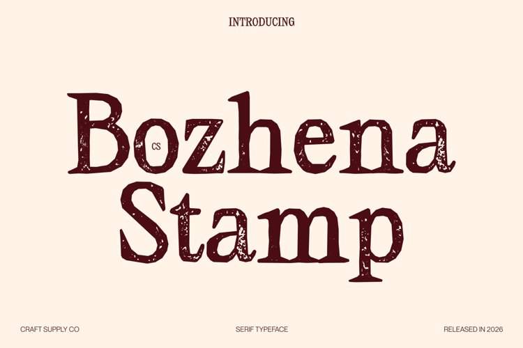 Preview of CS Bozhena Stamp Font