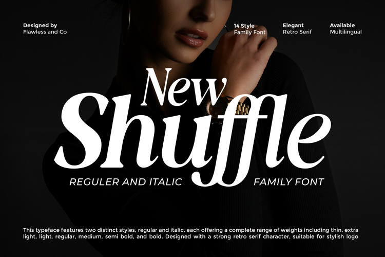 Preview of New Shuffle Italic Thin Font