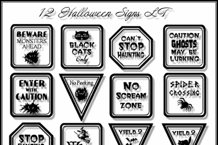 12 Halloween Signs LT Font