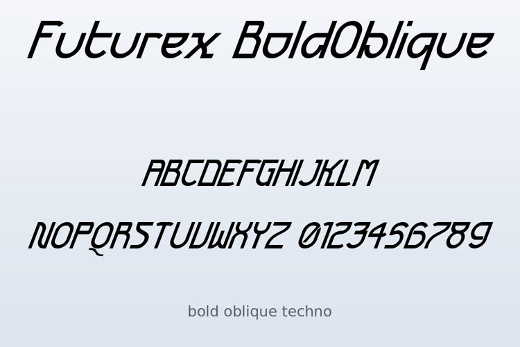 Preview of Futurex BoldOblique Font