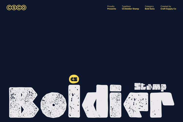 Preview of CS Boldier Stamp Font