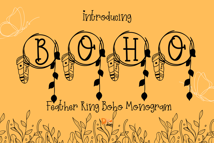 Preview of Feather Ring Boho Monogram Font