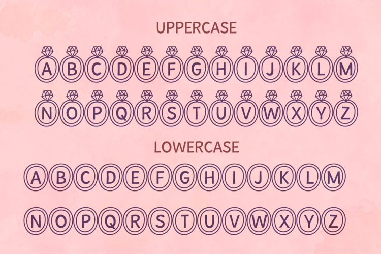 Preview of Wedding Ring Bling Font