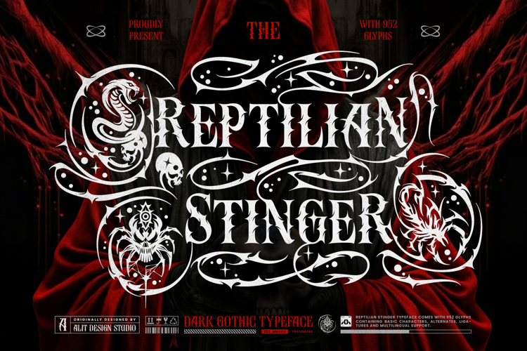 Preview of Reftilian Stinger Font