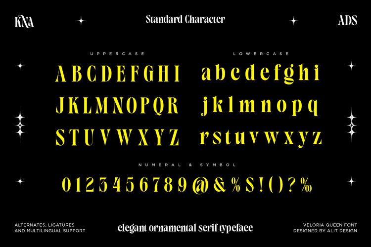 Preview of Veloria Queen Font