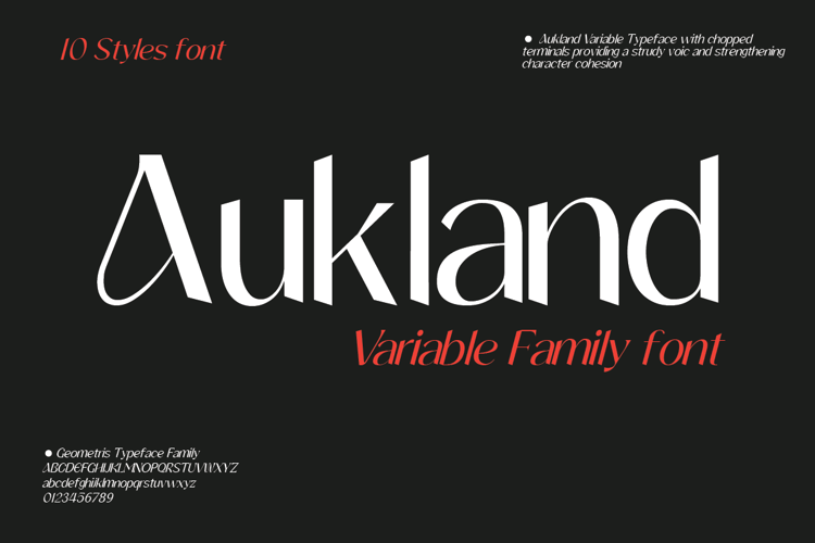 Preview of Auckland Variable Font