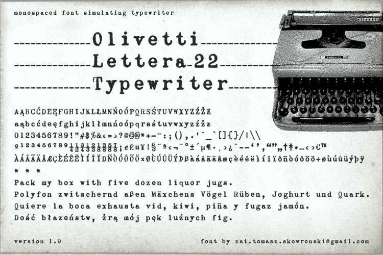 Olivetti Lettera 22 Typewriter Font