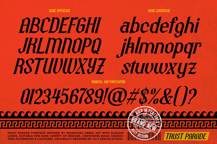 Preview of Trust Parade Font