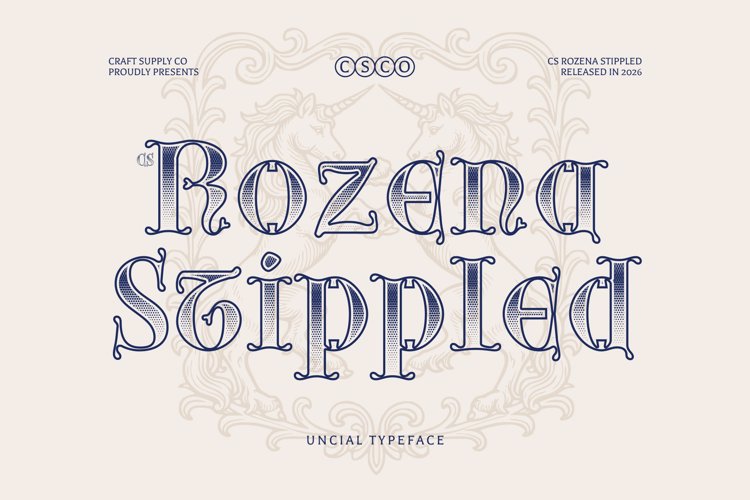 Preview of CS Rozena Stippled Font