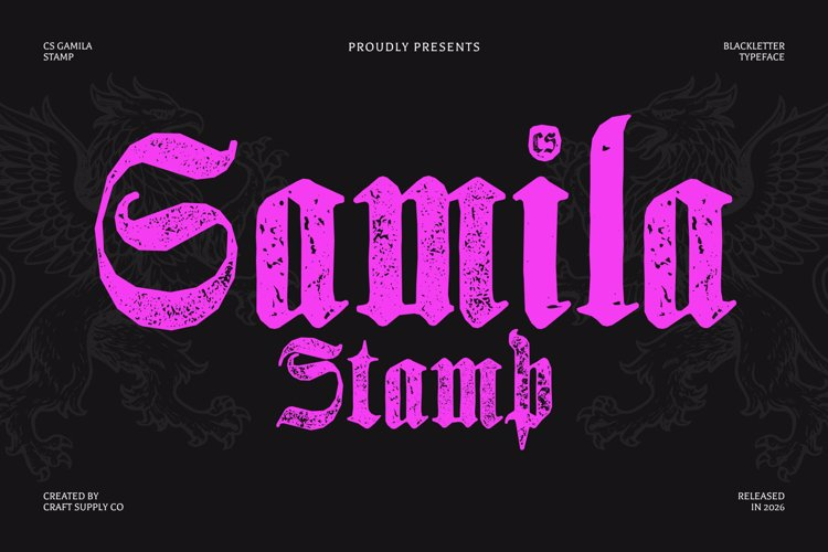 Preview of CS Gamila Stamp Font