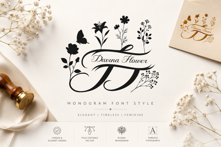 Preview of Davina Flower Font