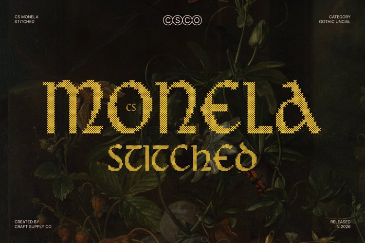 Preview of CS Monela Stitched Font