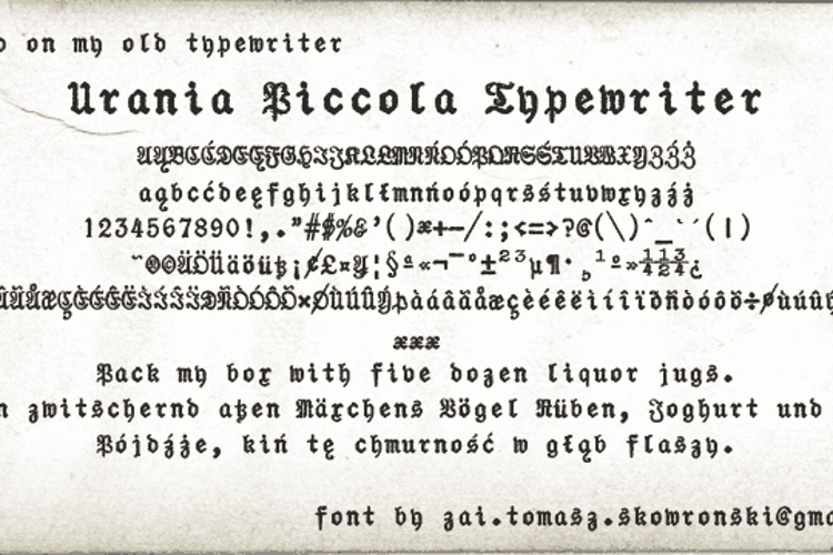 Urania Piccola Typewriter Font