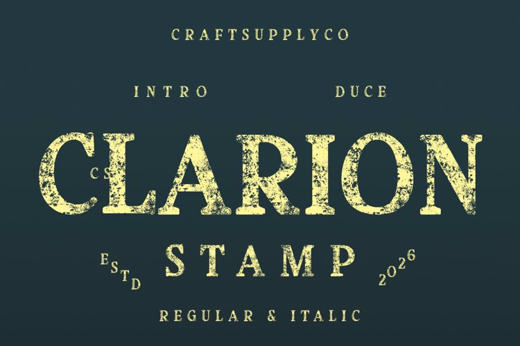 Preview of CS Clarion Stamp Font