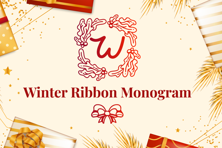 Winter Ribbon Monogram Font