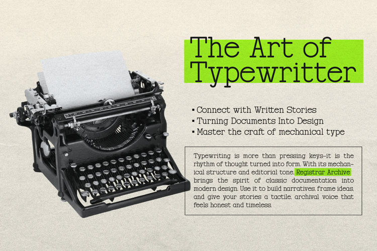 Preview of Registrar Archive Font