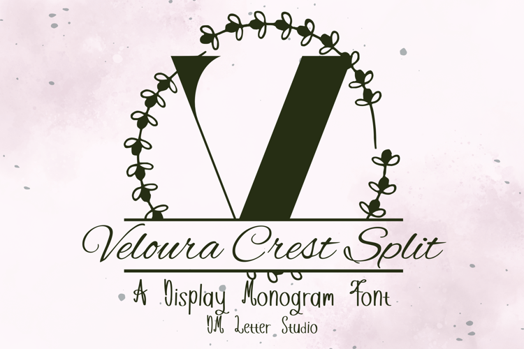 Preview of Veloura Crest Split Monogram Font