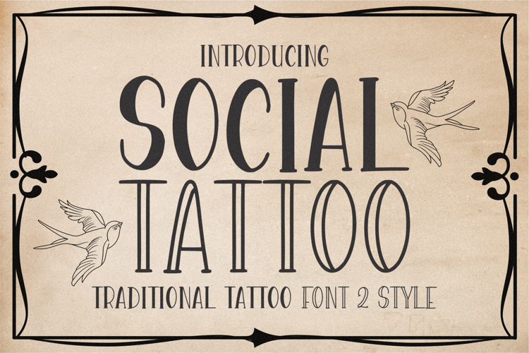 Social Tattoo Outline Font