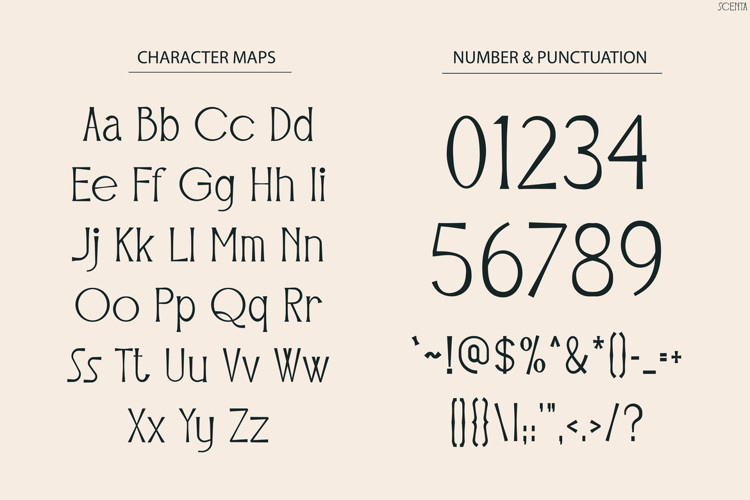 Preview of SCENTA Font