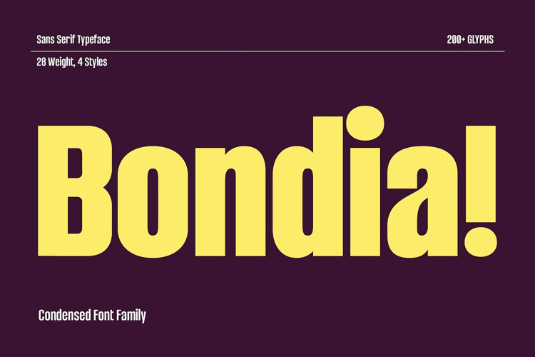 Preview of Bondia Ext Bd Font