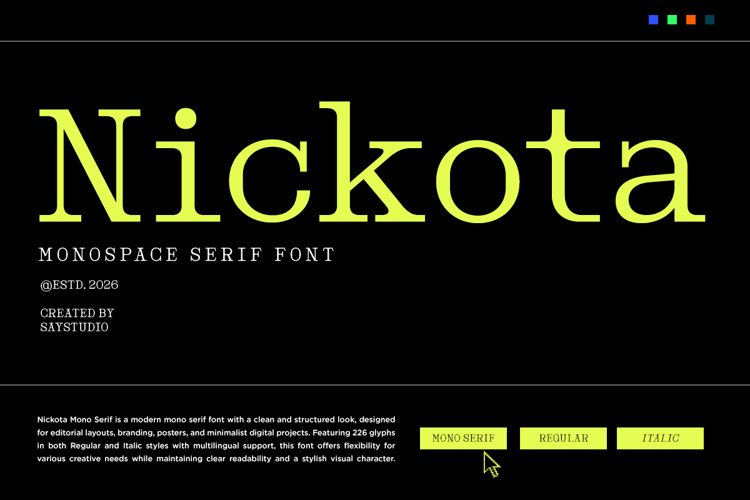 Preview of Nickota DEMO Font