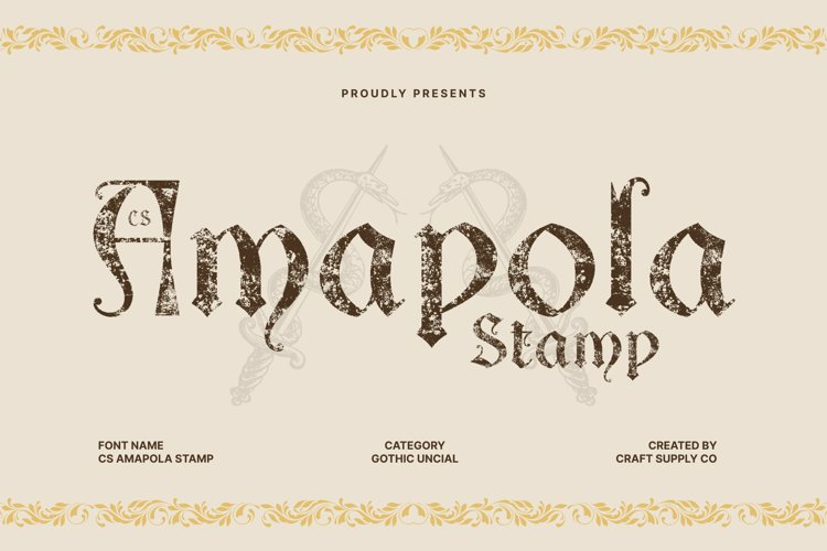 Preview of CS Amapola Stamp Font