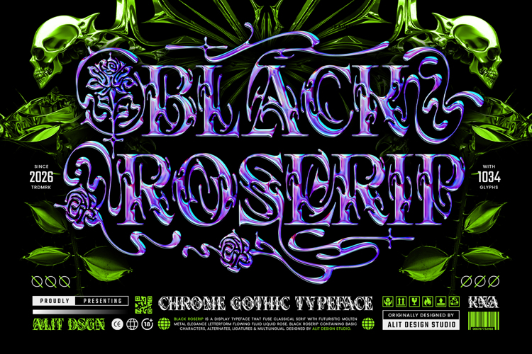 Preview of Black Roserip Font