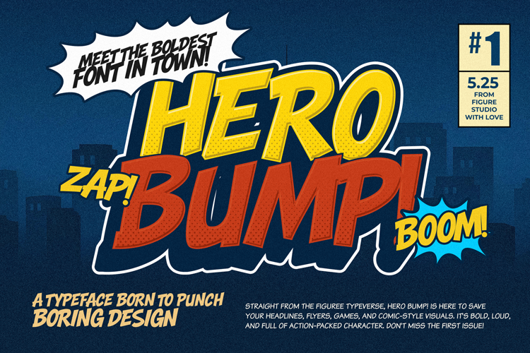 Preview of Hero Bump Font