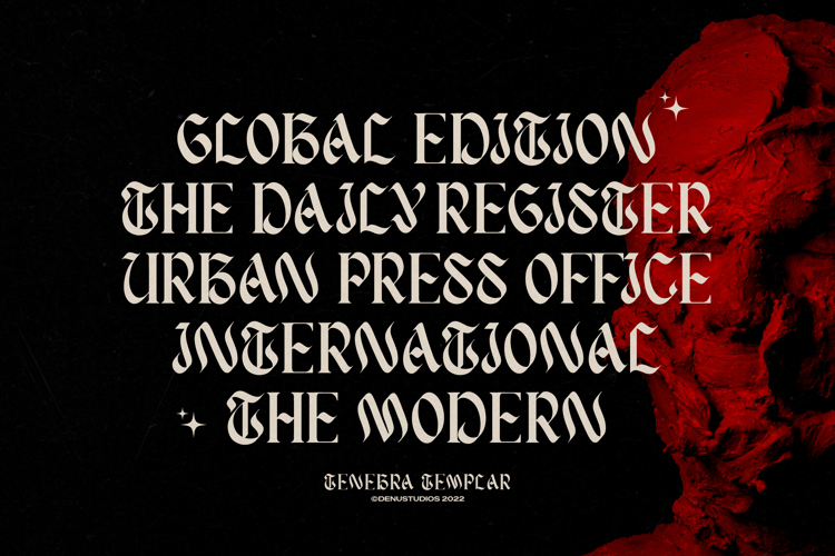 Preview of Tenebra Templar Font