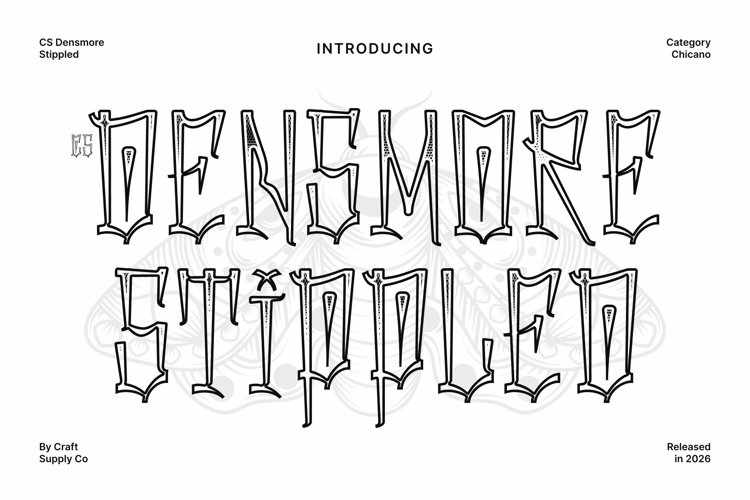 Preview of CS Densmore Stippled Font