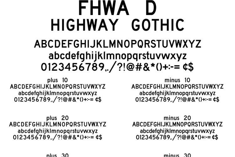 FHWA Series D 2020 Font