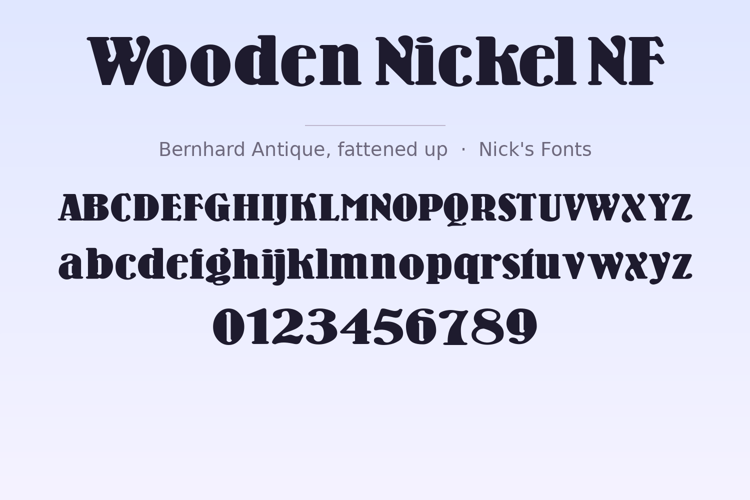 Preview of Wooden Nickel NF Font