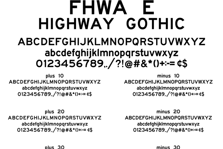 FHWA Series E 2020 Font