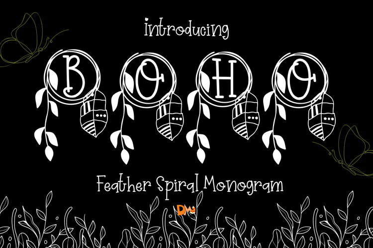 Preview of Feather Spiral Monogram Font