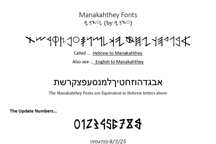 Preview of English-Manakahthey Font