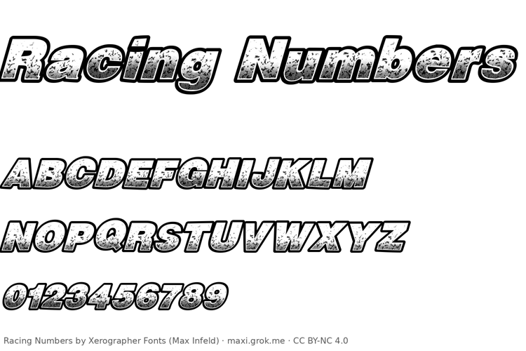 Preview of Racing Numbers Font