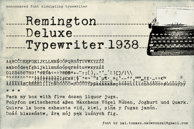 Remington Deluxe Typewriter 1938 Font