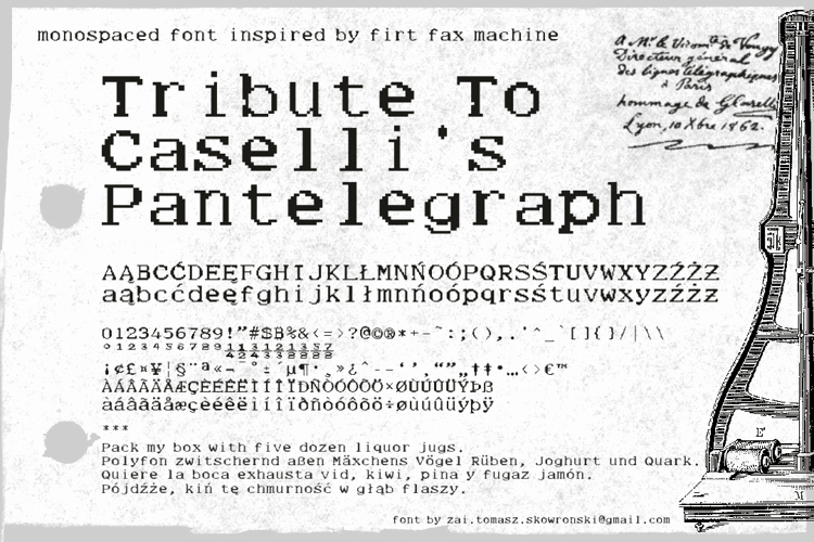 Tribute To Caselli 's Pantelegraph Font