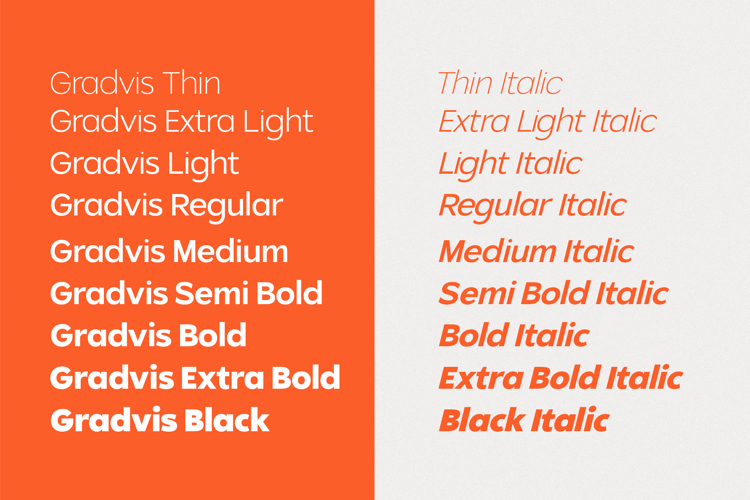 Preview of Gradvis Font