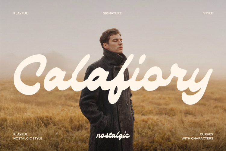 Preview of Calafiory Modern Cursive Thick Food Font