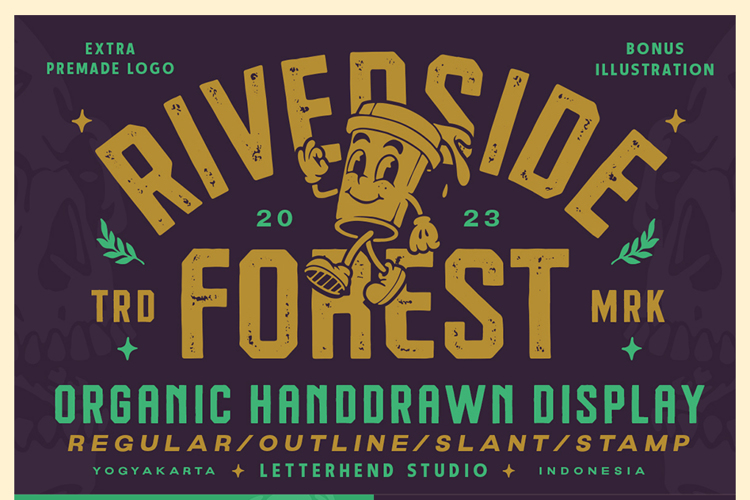Riverside Forest Stamp Font