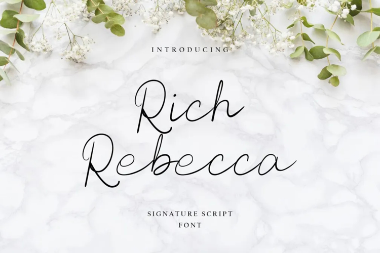Preview of Rich Rebecca Feminine Romantic Font