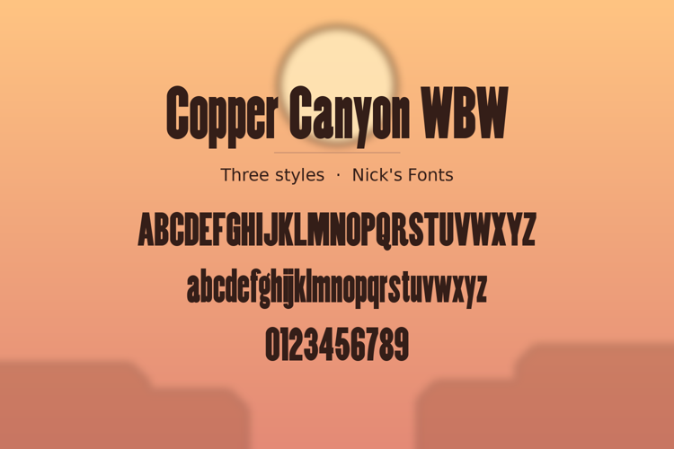 Preview of Copper Canyon WBW Font