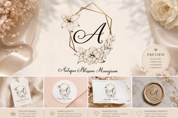 Preview of Antique Blossom Monogram Font