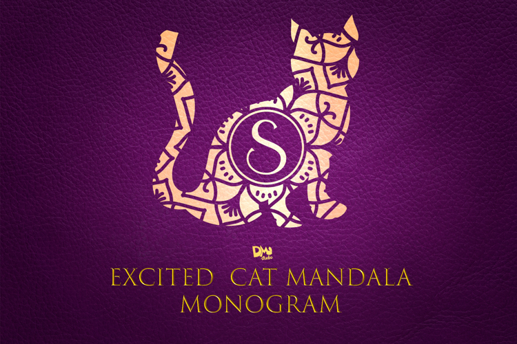 Excited Cat Mandala Monogram Font