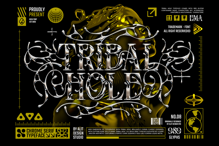 Preview of Tribal Hole Font