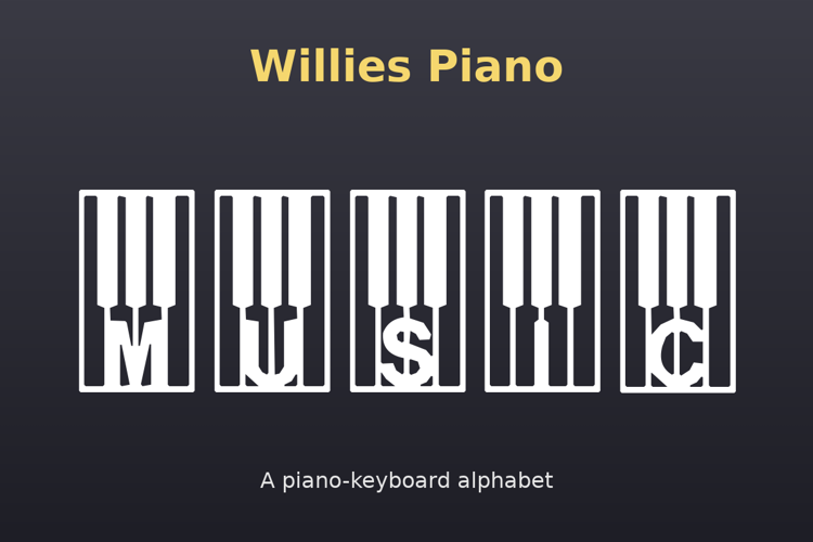 Preview of Willies Piano Font