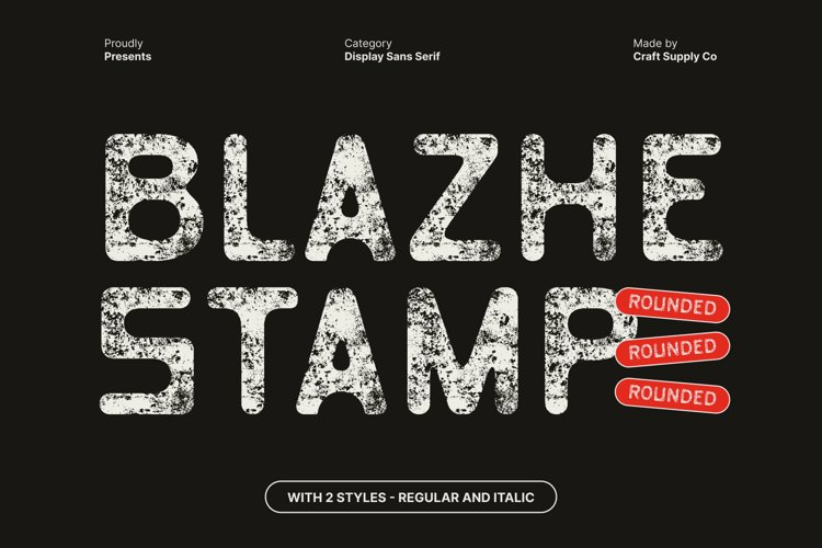Preview of Blazhe Rounded Stamp Font