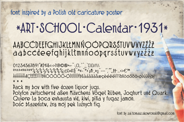 Art School Calendar 1931 Font