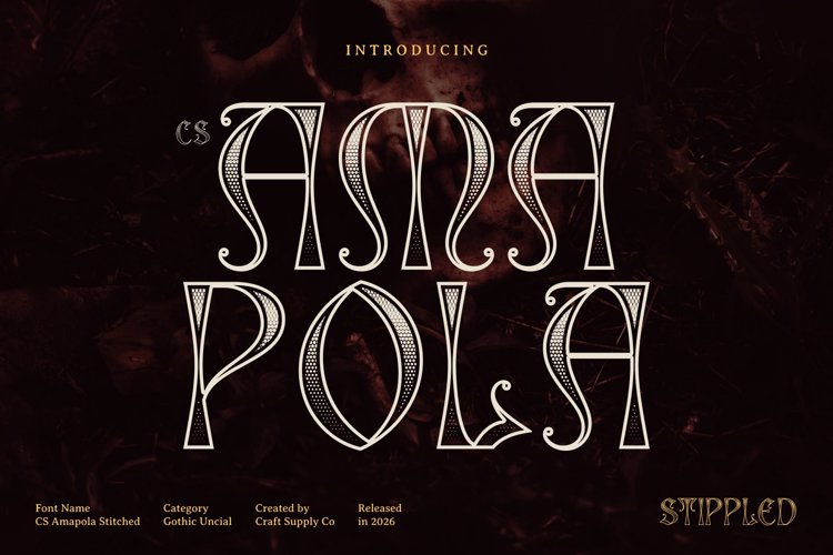 Preview of CS Amapola Stippled Font